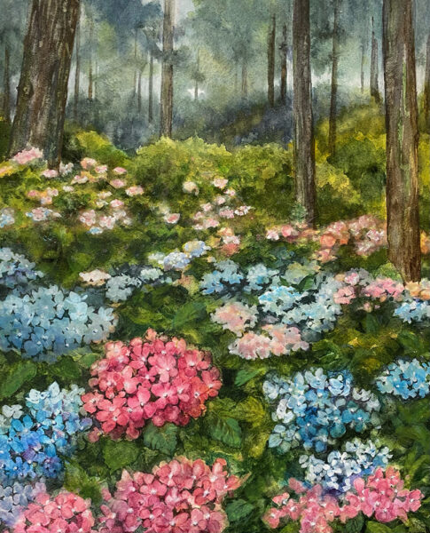 水彩画】紫陽花 あじさい - アート用品